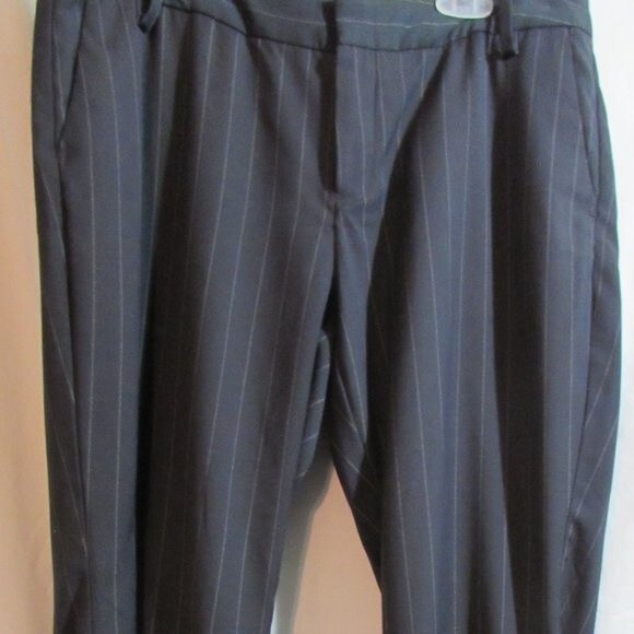 GAP WOMEN'S DRESS PANTS SIZE 8A FAVORITE TROUSER GRAY PINSTRIPES WIDE LEG CAREER - Picture 1 of 13